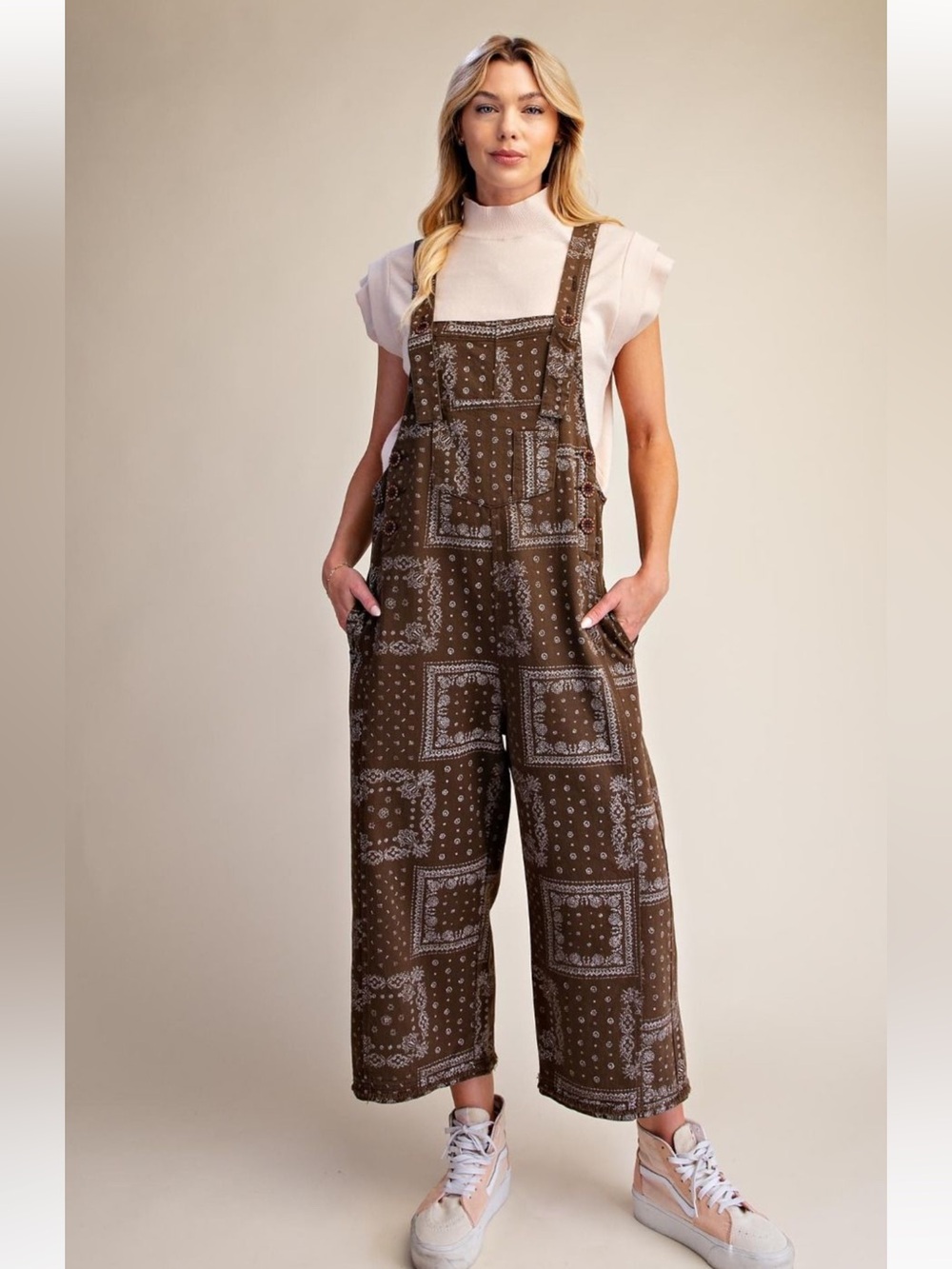 277 1X - 3X EASEL BANDANA PRINT WASHED TWILL OVERALL - Picture 3 of 3